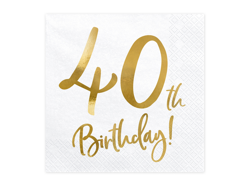 Servetter – 40-årsdag – vit – 20-pack