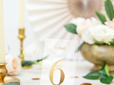 Tranparent table numbers, gold, 7x12cm (1 pkt / 20 pc.)