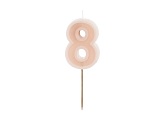 Birthday candle Number 8, dusty rose, 6 cm