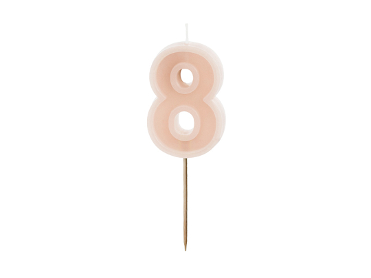 Birthday candle Number 8, dusty rose, 6 cm