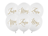 Balloons 30cm, Żona, Mąż, Pastel Pure White (1 pkt / 6 pc.)