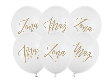 Balloons 30cm, Żona, Mąż, Pastel Pure White (1 pkt / 6 pc.)