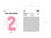 Folienballon Ziffer ''2'', 86cm, rosa