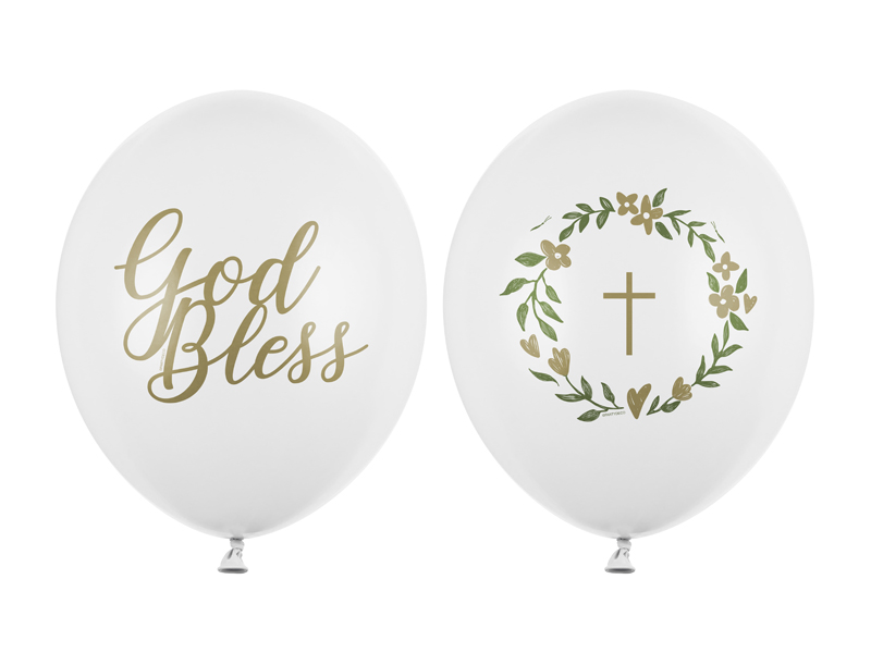 Latexballong – God Bless – pastell – vit – 30 cm