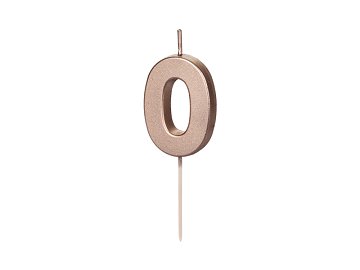 Birthday Candle Number 0, rose gold, 4.5cm