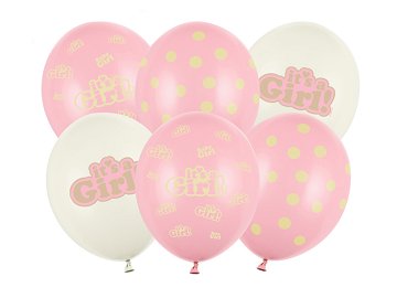 Balloons 30cm, It's a Girl, Pastel Mix (1 pkt / 6 pc.)
