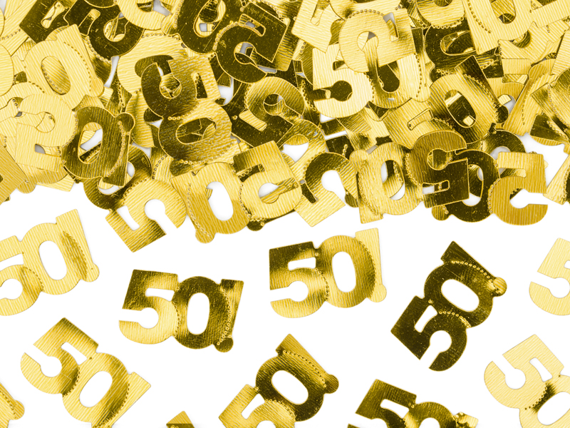 Konfetti – Siffra 50 – metallisk – guld – 15g