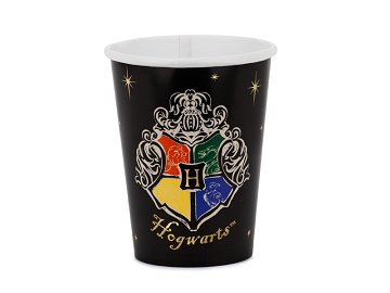 Kubeczki Harry Potter Herb Hogwartu, 250 ml, czarne (1 op. / 6 szt.)