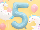 Foil Balloon Number ''5'', 86cm, light blue