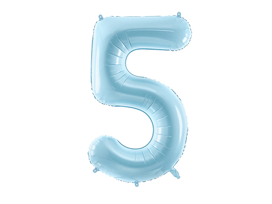 Foil Balloon Number ''5'', 86cm, light blue