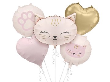 Foil balloon set Cat, mix (1 pkt / 5 pc.)