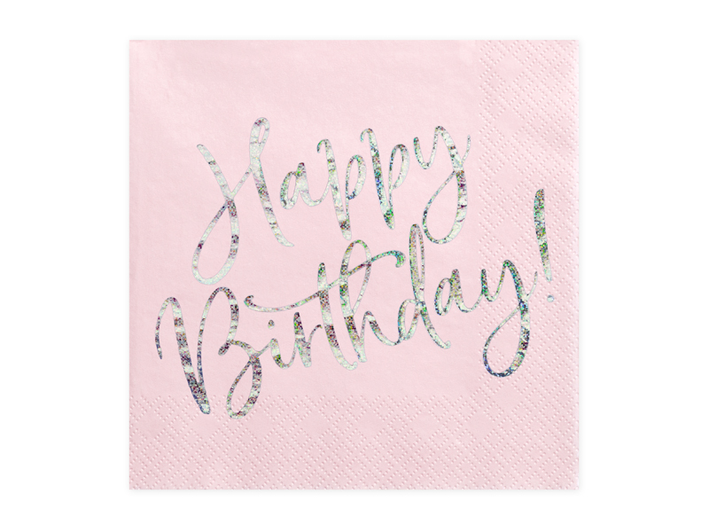 Servetter – Happy Birthday – rosa – 20-pack