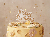 Birthday candle ''Happy Birthday'', cold gold, 7.5x10 cm