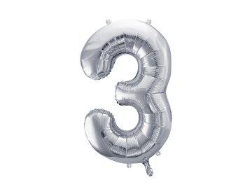 Ballon Mylar Chiffre ''3'', 72cm, argent