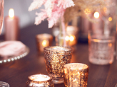 Candle holder, rose gold, 3cm (1 pkt / 4 pc.)