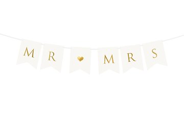 Banner Mr Mrs, white, 15 x 85 cm