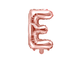 Ballon Mylar Lettre ''E'', 35cm, or rose