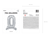 Stehender Folienballon Ziffer ''0'', 70cm, silber