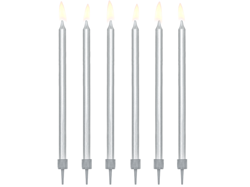 Tårtljus – Klassiska – silver – 12.5 cm – 12-pack