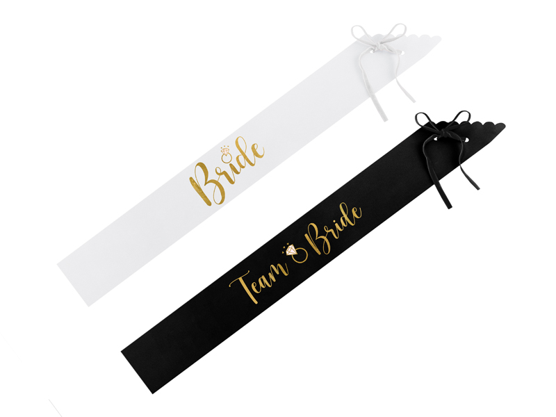 Sash – Bride To Be & Bride – svart/vit – 6-pack