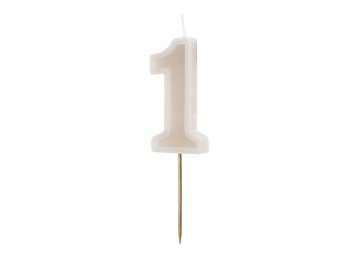 Birthday candle Number 1, warm grey, 6 cm