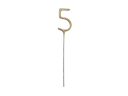 Zimne ognie Cyfra 5, złoty, 15cm