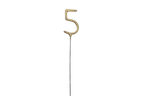 Sparkler Number 5, gold, 15 cm