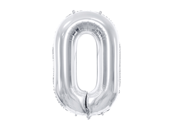 Sifferballong – siffra 0 – silver – 86 cm