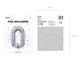 Folienballon Ziffer ''0'', 86cm, silber