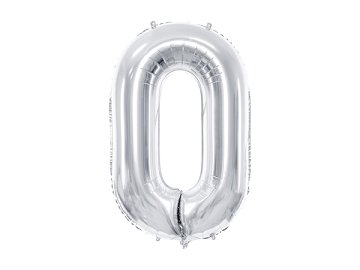 Folienballon Ziffer ''0'', 86cm, silber