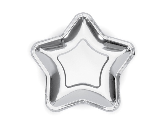 Paper Plates Star, silver, 23cm (1 pkt / 6 pc.)