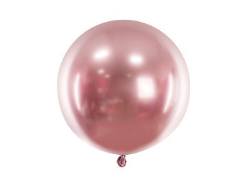 Ballon Glossy rond 60cm, or rose