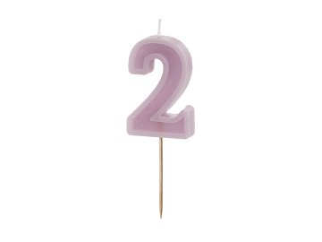 Birthday candle Number 2, violet, 6 cm