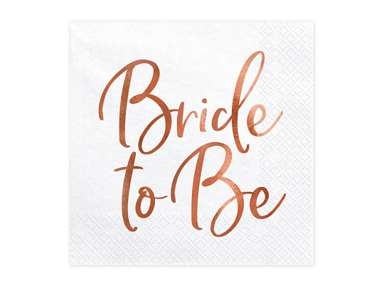 Serviettes de table Bride to Be, or rose, 33x33cm (1 pqt. / 20 pc.)