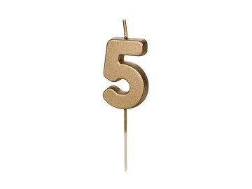 Bougie d'anniversaire Chiffre 5, 4.5 cm, or