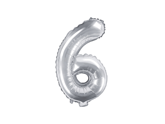 Ballon Mylar Numeral ''6'', 35cm, argenté
