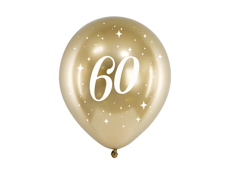 Latexballong Glossy – 60-årsdag – guld – 30 cm