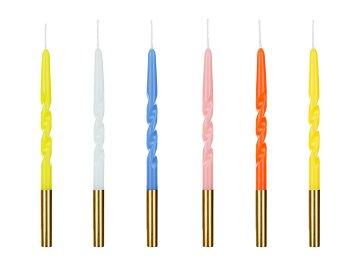 Twisted Birthday Candles, mix, 14 cm (1 pkt / 6 pc.)