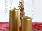 Pillar Candle, metallic, gold, 15 x 6cm (1 pkt / 6 pc.)