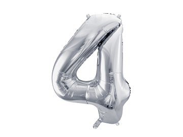 Folienballon Ziffer ''4'', 72cm, silber
