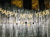 Baner Happy New Year z gwiazdkami, 300 cm, złoty
