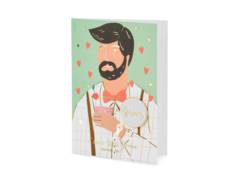 Grattiskort – enamel pin Groom – 10.5x15 cm