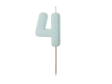 Birthday candle Numeral 4, light blue, size 5.5 cm