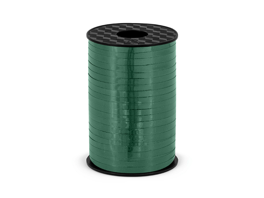 Wstążka plastikowa metalizowana 5mm/225m, ciemnozielony