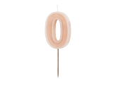 Birthday candle Number 0, dusty rose, 6 cm