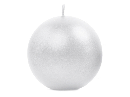 Bougie Sphère métallique, perle, 8cm (1 pqt. / 6 pc.)