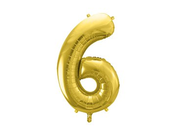 Foil Balloon Number ''6'', 72cm, light gold