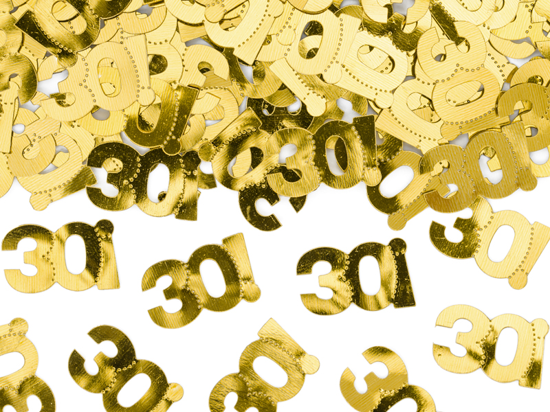 Konfetti – Siffra 30 – metallisk – guld – 15g