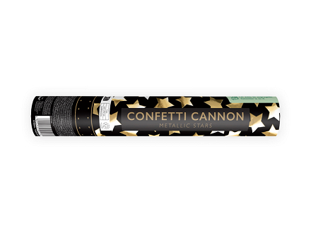Canon à confettis avec étoiles, or, 28cm