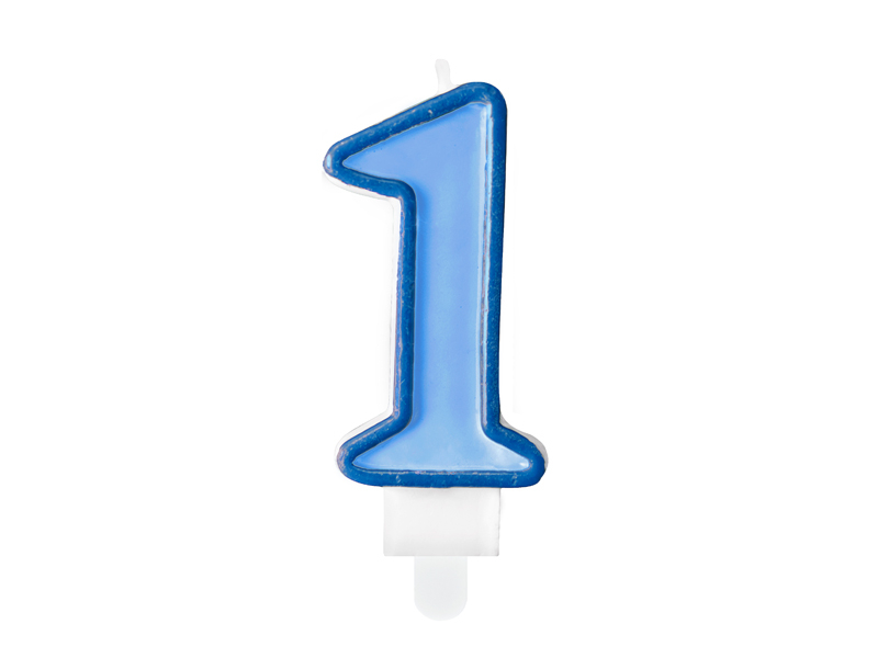 Birthday candle Number 1, blue, 7cm - Internet shop